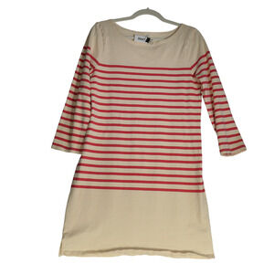 J Crew Dress Womens Medium Cream Pink Stripe T Shirt Jersey Knit Cotton Nautical
